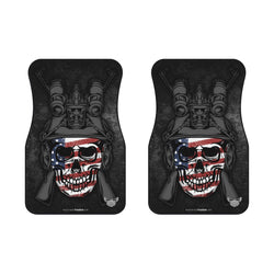 American Flag Skull & Cross Bones Car Mats Pro 2A - Pro American - Patriotic (Set of 2) - Mainstream Freedom