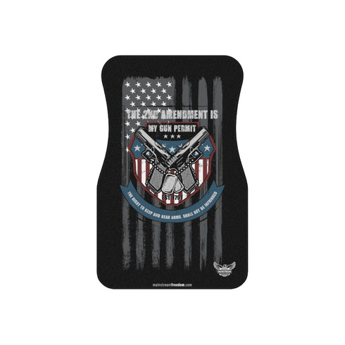 The 2nd Amendment is my Gun Permit Car Mats (2x Front) Patriotic Car Mats - Mainstream Freedom