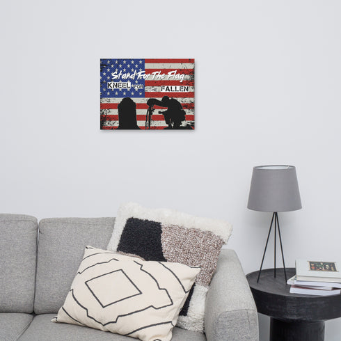 Stand for The Flag Kneel for The Fallen - Memorial Day Canvas - Mainstream Freedom