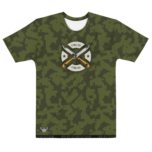It Will Cut, It Will Kill Camo Men's All-Over Print Crew Neck T-Shirt - Mainstream Freedom