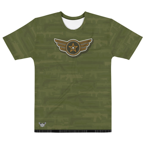 Military Symbolism Camo Men's All-Over Print Crew Neck T-Shirt - Mainstream Freedom
