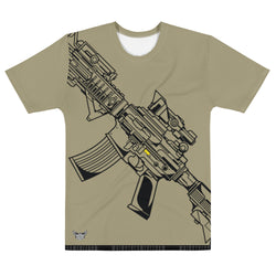 Gun Firearm (Army Tan) Men's All-Over Print Crew Neck T-Shirt - Mainstream Freedom