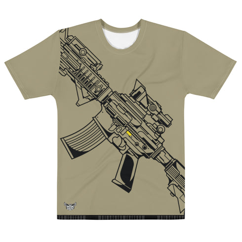 Gun Firearm (Army Tan) Men's All-Over Print Crew Neck T-Shirt - Mainstream Freedom