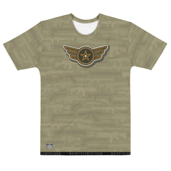 Military Symbolism Camo (Army Tan) Men's All-Over Print Crew Neck T-Shirt - Mainstream Freedom