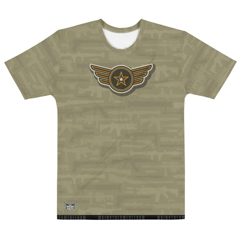 Military Symbolism Camo (Army Tan) Men's All-Over Print Crew Neck T-Shirt - Mainstream Freedom