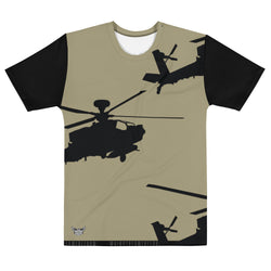 Helicopter (Army Tan) Men's All-Over Print Crew Neck T-Shirt - Mainstream Freedom