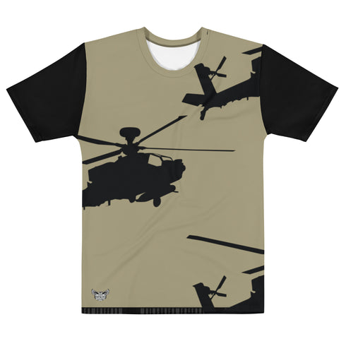 Helicopter (Army Tan) Men's All-Over Print Crew Neck T-Shirt - Mainstream Freedom