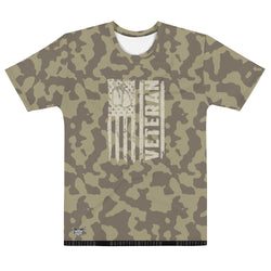 Veteran Flag Camo (Army Tan) Men's All-Over Print Crew Neck T-Shirt - Mainstream Freedom
