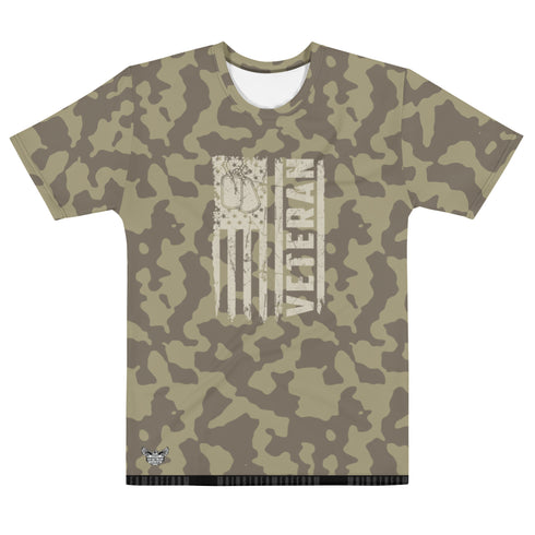Veteran Flag Camo (Army Tan) Men's All-Over Print Crew Neck T-Shirt - Mainstream Freedom