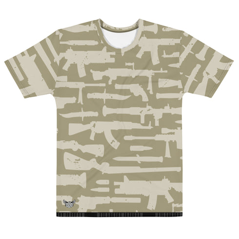 Assorted Guns Camo (Army Tan) Men's All-Over Print Crew Neck T-Shirt - Mainstream Freedom