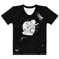 Astronaut Galaxy Women's All-Over Print Crew Neck T-Shirt - Mainstream Freedom