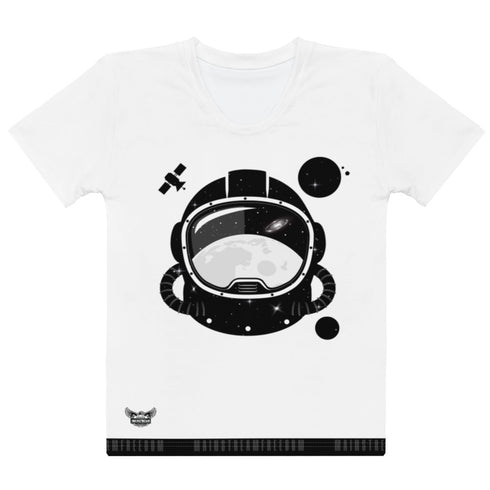 Astronaut Helmet Galaxy Women's All-Over Print Crew Neck T-Shirt - Mainstream Freedom