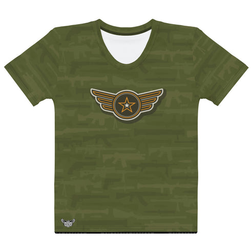 Military Symbolism Women's All-Over Print Crew Neck T-Shirt - Mainstream Freedom