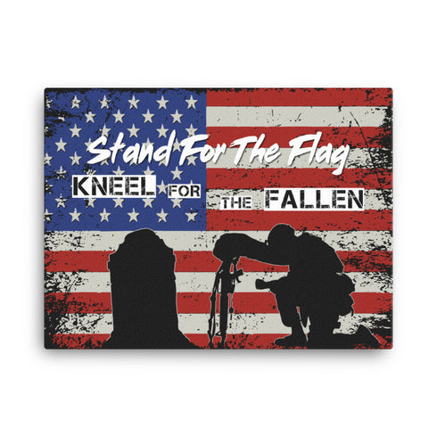 Stand for The Flag Kneel for The Fallen - Memorial Day Canvas - Mainstream Freedom