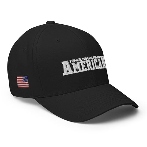 American (Pro-God, Pro-Life, Pro-Gun) Patriotic Embroidered Structured Twill Cap - Mainstream Freedom