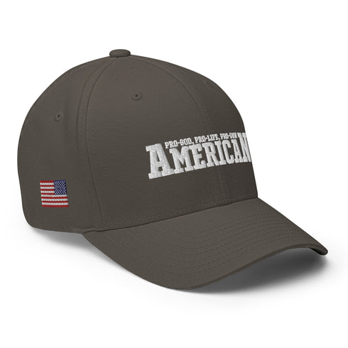 American (Pro-God, Pro-Life, Pro-Gun) Patriotic Embroidered Structured Twill Cap - Mainstream Freedom