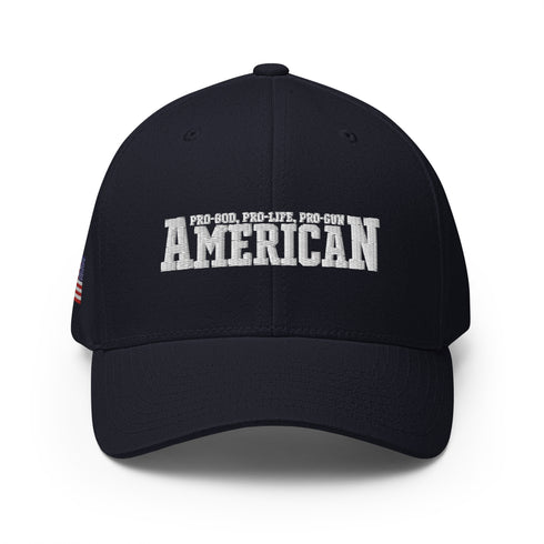 American (Pro-God, Pro-Life, Pro-Gun) Patriotic Embroidered Structured Twill Cap - Mainstream Freedom
