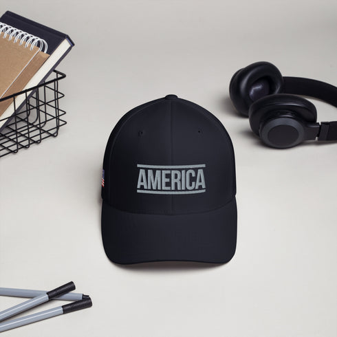 America - Patriotic Embroidered Structured Twill Cap - Mainstream Freedom