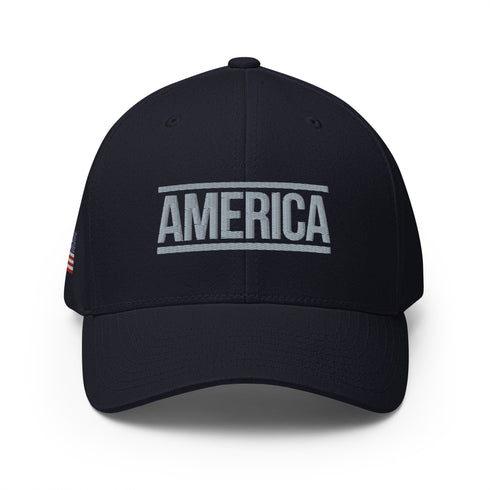 America - Patriotic Embroidered Structured Twill Cap - Mainstream Freedom
