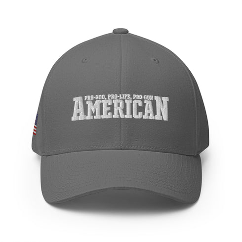 American (Pro-God, Pro-Life, Pro-Gun) Patriotic Embroidered Structured Twill Cap - Mainstream Freedom