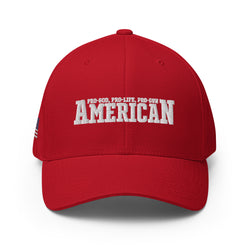 American (Pro-God, Pro-Life, Pro-Gun) Patriotic Embroidered Structured Twill Cap - Mainstream Freedom