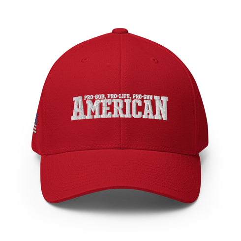 American (Pro-God, Pro-Life, Pro-Gun) Patriotic Embroidered Structured Twill Cap - Mainstream Freedom