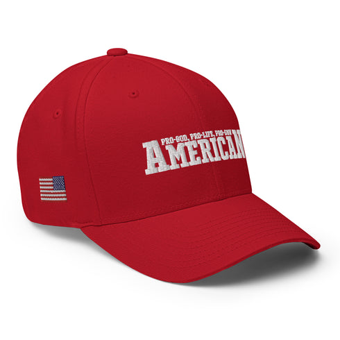American (Pro-God, Pro-Life, Pro-Gun) Patriotic Embroidered Structured Twill Cap - Mainstream Freedom