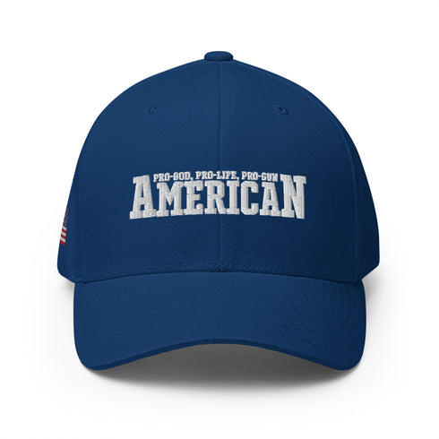 American (Pro-God, Pro-Life, Pro-Gun) Patriotic Embroidered Structured Twill Cap - Mainstream Freedom