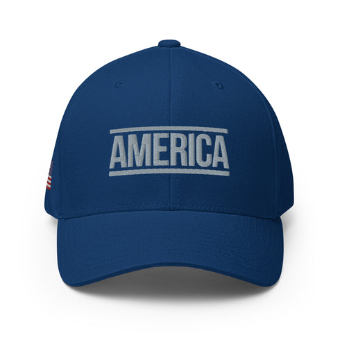 America - Patriotic Embroidered Structured Twill Cap - Mainstream Freedom