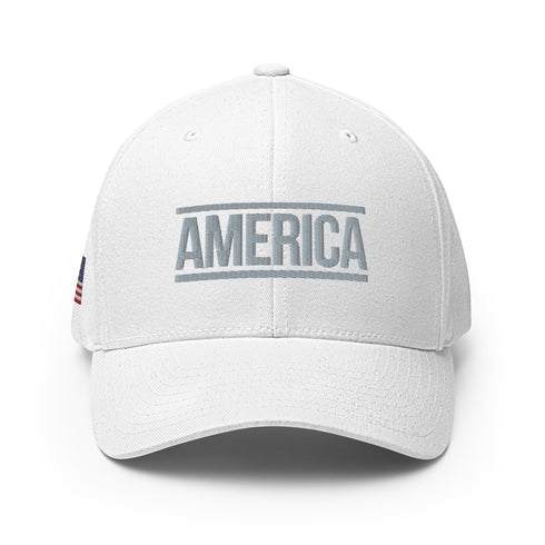 America - Patriotic Embroidered Structured Twill Cap - Mainstream Freedom