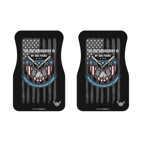 The 2nd Amendment is my Gun Permit Car Mats (2x Front) Patriotic Car Mats - Mainstream Freedom