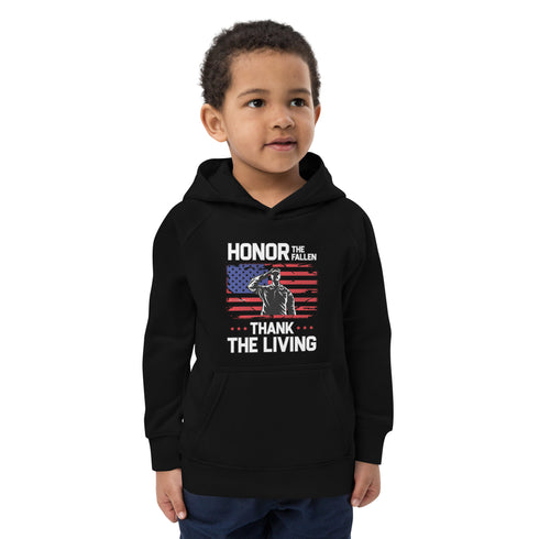 Honor The Fallen Thank The Living Memorial Day Kids eco hoodie - Mainstream Freedom
