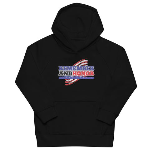 Remember And Honor Memorial Day Kids eco hoodie - Mainstream Freedom