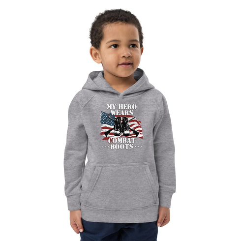 My Hero Wears Combat Boots Kids eco hoodie - Mainstream Freedom