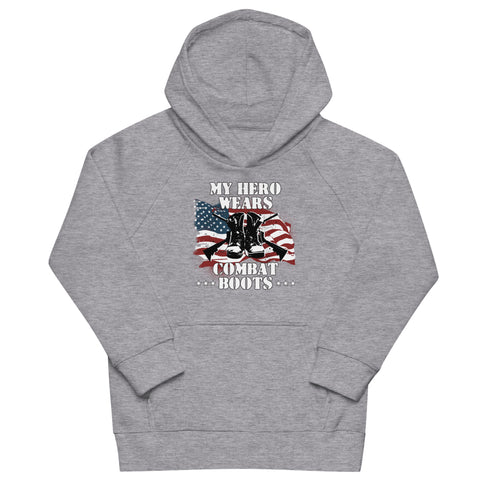My Hero Wears Combat Boots Kids eco hoodie - Mainstream Freedom