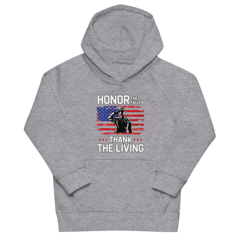 Honor The Fallen Thank The Living Memorial Day Kids eco hoodie - Mainstream Freedom