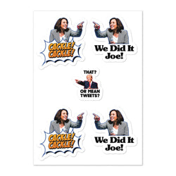 Kamal Harris Cackle Cackle Kiss Cut Sticker Sheet. Bonus Trump Sticker - Mainstream Freedom