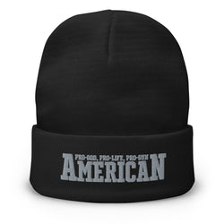 American (Pro-God, Pro-Life, Pro-Gun) Embroidered Beanie - Mainstream Freedom