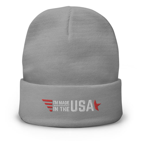 I'm Made In The USA Embroidered Beanie - Mainstream Freedom