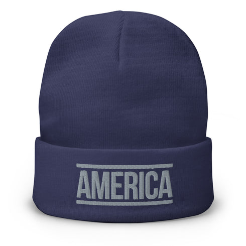America Embroidered Beanie - Mainstream Freedom