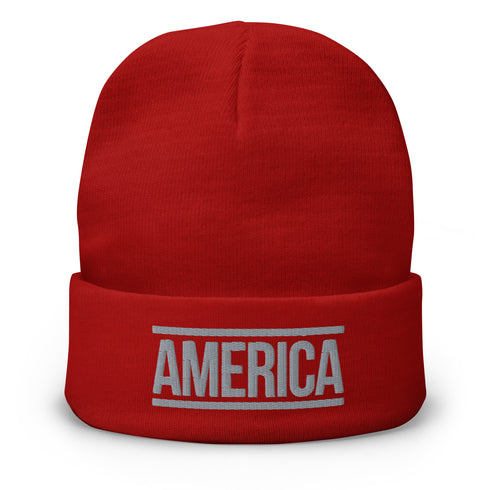 America Embroidered Beanie - Mainstream Freedom