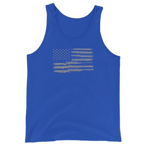 Grunge American Flag with Guns Men's Tank Top - Mainstream Freedom