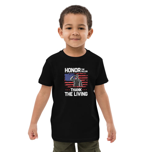 Honor The Fallen Thank The Living Memorial Day Organic cotton kids t-shirt - Mainstream Freedom