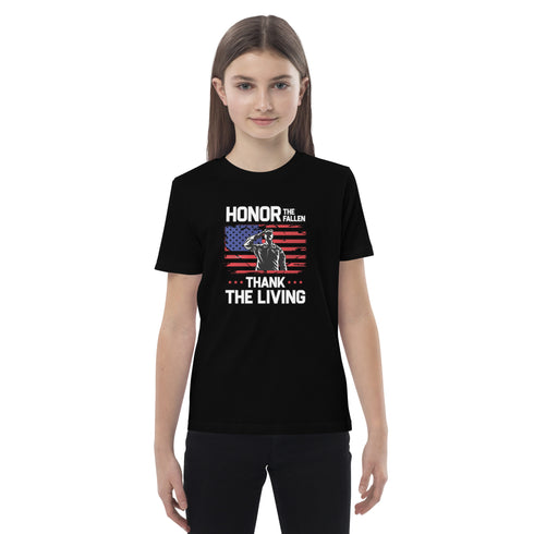 Honor The Fallen Thank The Living Memorial Day Organic cotton kids t-shirt - Mainstream Freedom