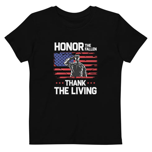 Honor The Fallen Thank The Living Memorial Day Organic cotton kids t-shirt - Mainstream Freedom