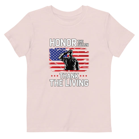 Honor The Fallen Thank The Living Memorial Day Organic cotton kids t-shirt - Mainstream Freedom