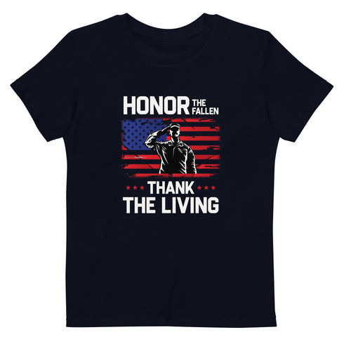 Honor The Fallen Thank The Living Memorial Day Organic cotton kids t-shirt - Mainstream Freedom