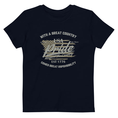 With A Great Country Comes Great Responsibility Organic cotton kids t-shirt - Mainstream Freedom