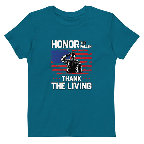 Honor The Fallen Thank The Living Memorial Day Organic cotton kids t-shirt - Mainstream Freedom
