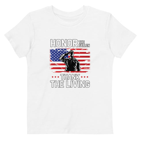 Honor The Fallen Thank The Living Memorial Day Organic cotton kids t-shirt - Mainstream Freedom